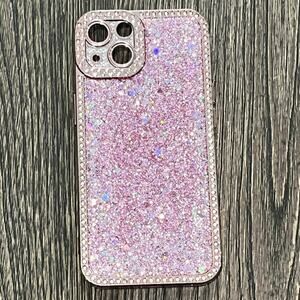 iPhone 13 Phone Case Glitter Bling Sequins Silicone Pink